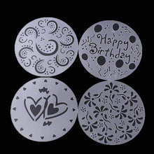 Load image into Gallery viewer, 4Pc/lot Plastic Cake Stencils Flower Spray Stencils Birthday Cake Mold Decorating Bakery Tools DIY Mould Fondant Template