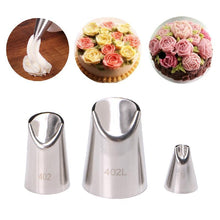 Load image into Gallery viewer, 3Pcs Stainless Steel Flower Tips Nozzle Cake Cream Pastry Icing Decorating DIY