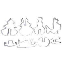 Load image into Gallery viewer, 8pcs/set Stainless Steel 3D Christmas Cookie Cutters Cake Cookie Mold Fondant Cutter DIY Baking Tools