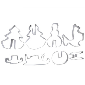 8pcs/set Stainless Steel 3D Christmas Cookie Cutters Cake Cookie Mold Fondant Cutter DIY Baking Tools