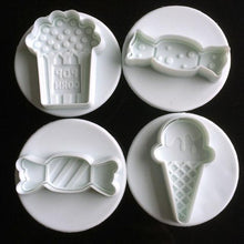 Load image into Gallery viewer, 4Pcs/set candy makeup mirror Shape Fondant cutter plastic cake/cookie/buscuit cutter plunger mold fondant cake decorating tools