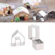 Load image into Gallery viewer, 3Pcs Christmas Gingerbread House Biscuit Cutter Set Stainless Steel Cookie Mould