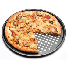 Load image into Gallery viewer, Carbon Steel Nonstick Pizza Baking Pan Tray 32cm Pizza Plate Dishes Holder Bakeware Home Kitchen Baking Tools Accessories-Black