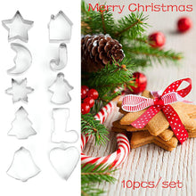 Load image into Gallery viewer, 10 Pcs/Set New Bakeware Handmade Mold Christmas Cookies Cutter Biscuit Mould Set Sugar Arts Fondant Cake Decoration Tools