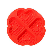 Load image into Gallery viewer, 1 pcs 4-Hold Heart Shape Waffle Mold Food Grade Silicone Muffin Cake Mold Cake Decorating Tools