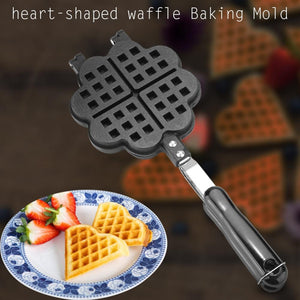 Heart Shape Household Kitchen Gas Non-Stick Waffle Maker Pan Mould Mold Press Plate Baking Tool Cafe Waffle Baking Mold