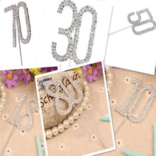 Load image into Gallery viewer, Rhinestone Crystal Flase Diamond Flash Dual Cake Toppers Number 18 /30~80