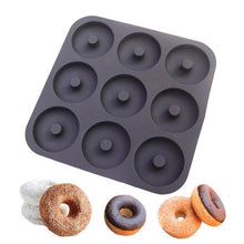 Load image into Gallery viewer, Professional Grade 9 Cavity Donut Pan-100% Top Silicone Baking Pan, Mold,Non-Stick,Bagels/Muffins &amp; Other Delicacies Bakeware