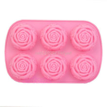 Load image into Gallery viewer, 6 Rose Flowers 3D Silicone  Soap  Mould DIY Decoration Tool Bakeware#T025#