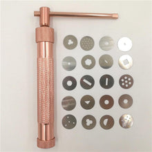 Load image into Gallery viewer, 21pcs/set Clay Cake Sculpture Gun With 20 Tips Rose Gold Clay Craft Sugar Paste Extruder Fondant Cake Sculpture Polymer Tool