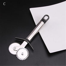 Load image into Gallery viewer, 4 Patterns Stainless Steel Pizza Cutter Double Roller Pizza Knife Cutter Pastry Pasta Dough Crimper Kitchen Pizza Tools